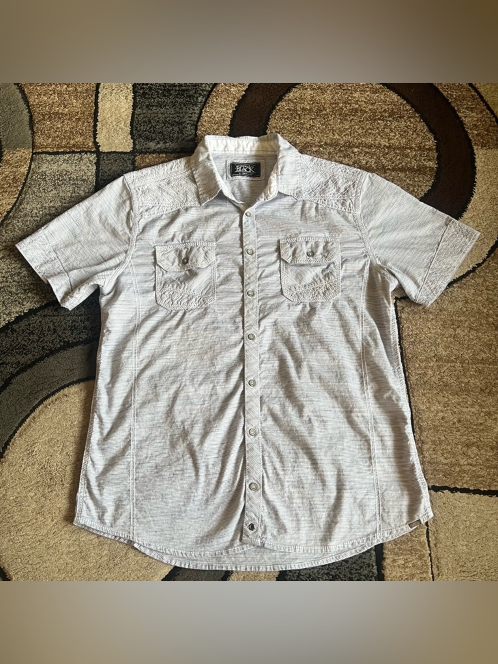 Men’s Buckle Black Athletic Fit Button Up Casual Shirt Size Large